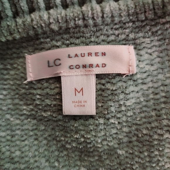 LC Lauren Conrad Mint Green Fuzzy Sweater Bow Sleeve Hi Low Women's Medium M EUC - Picture 11 of 13